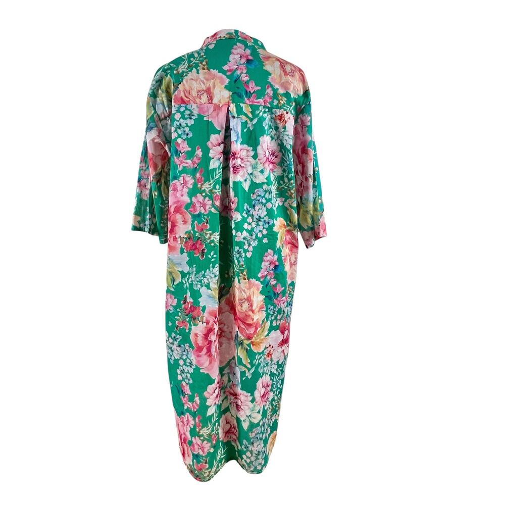 Nota Bene Italy Made Floral Tunic Shirtdress OSFM M/L Resort Coastal Luxe Cotton - Picture 2 of 16